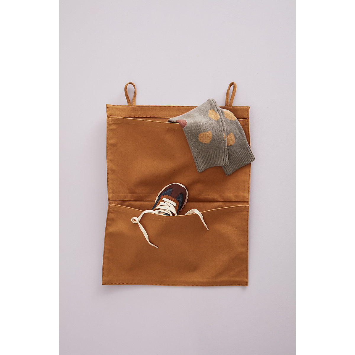 Wandtaschen aus Stoff, braun Wanddeko