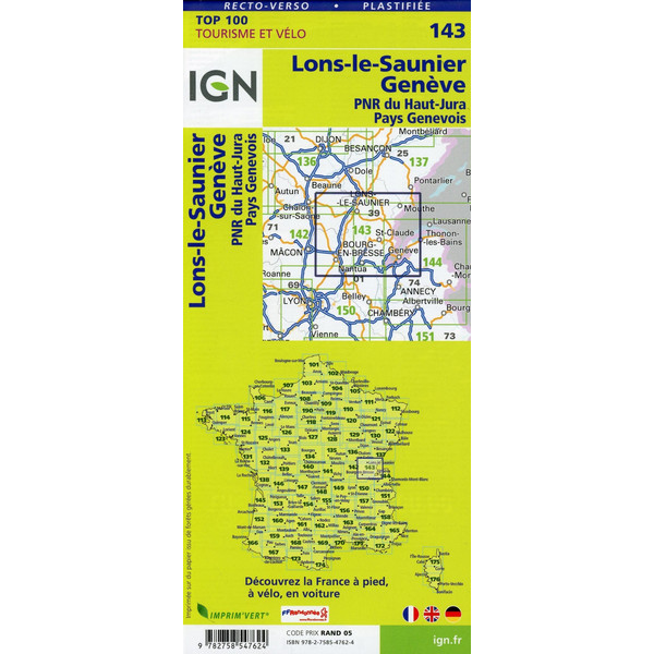 Lons-le-Saunier Genève 1:100 000 - Wanderkarte