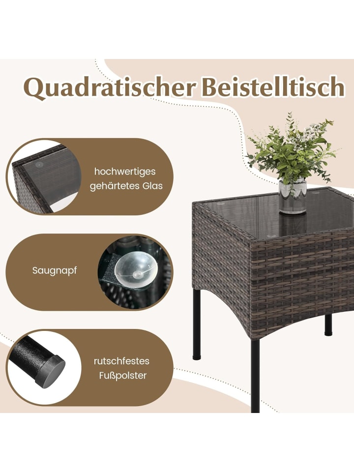 COSTWAY 3tlg. Rattansessel Set in Weiß günstig kaufen onesize