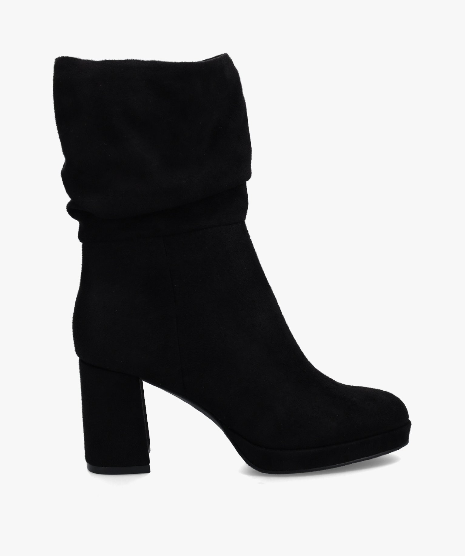 Bottines femme à talon carré dessus suédine unie noir | GEMO