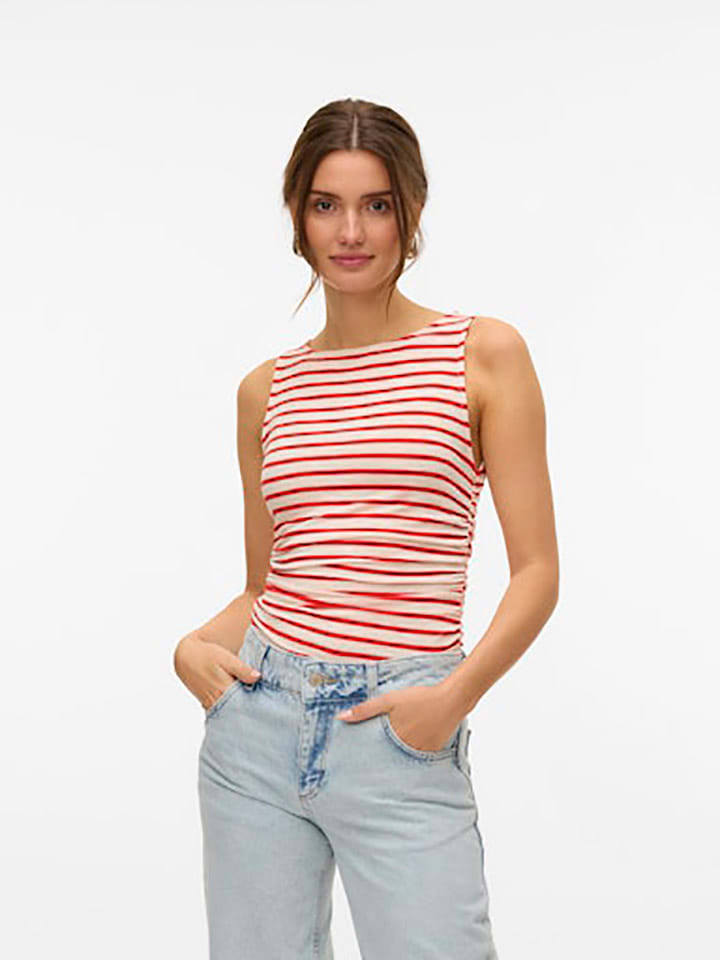 Vero Moda Top in Weiß/ Rot günstig kaufen
