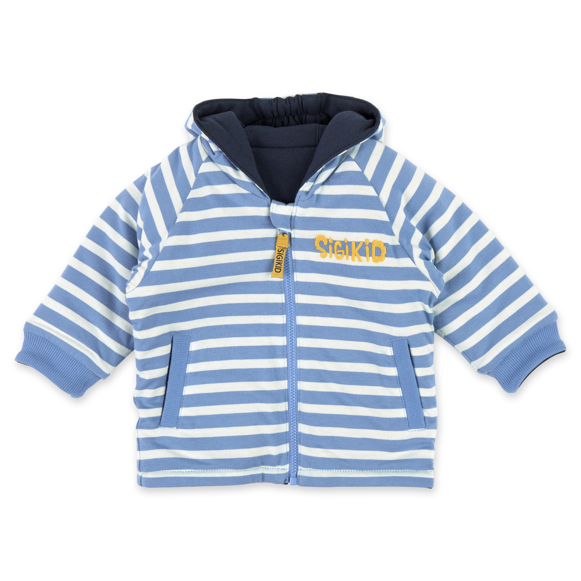 Wattierte Baby Wendejacke Traktor, dunkelblau und blau-w