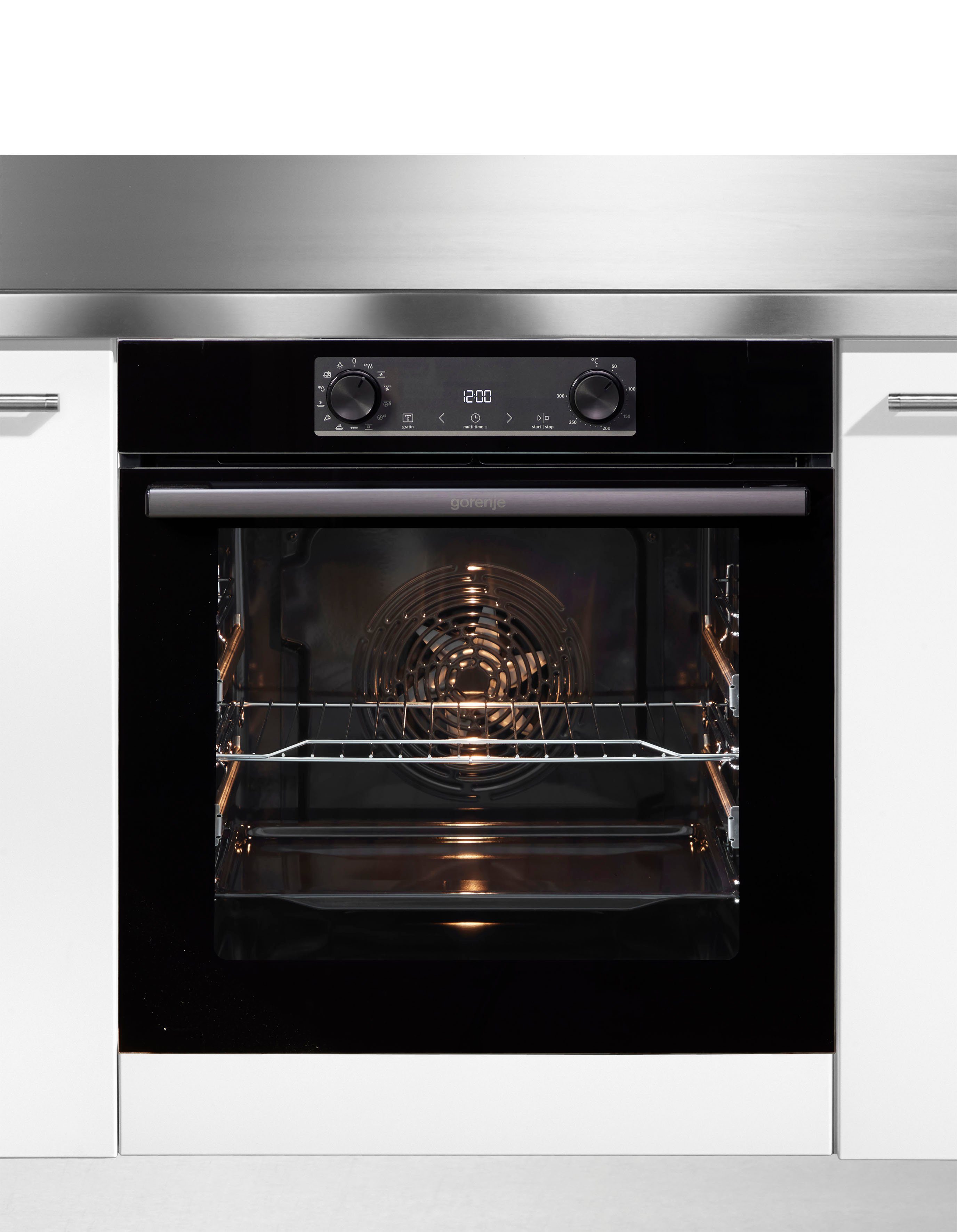 GORENJE Einbaubackofen BOS6737E09BGOT, mit 2-fach-Teleskopauszug, Aqua-Reinigungsfunktion, ExtraSteam