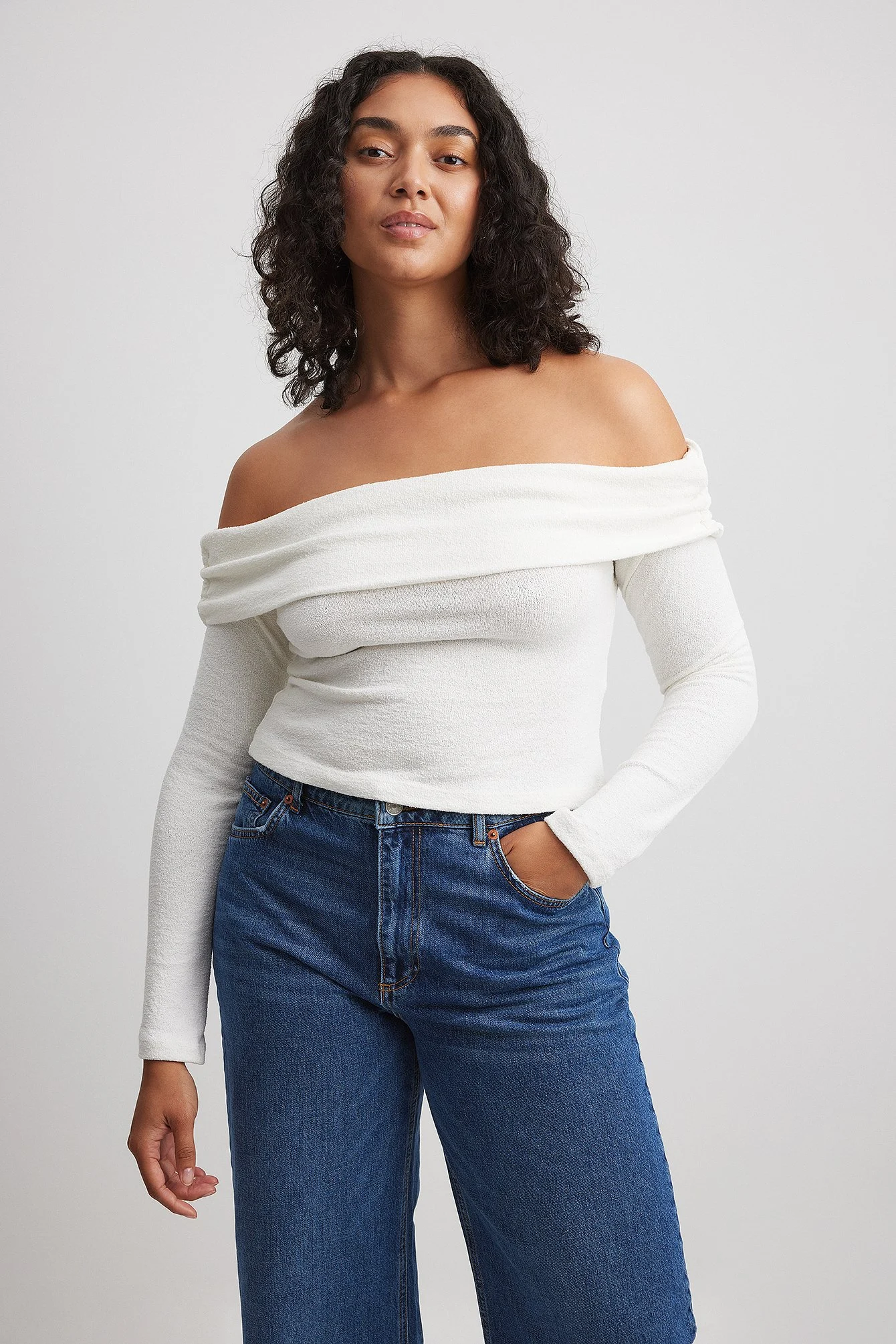 Schulterfreies Jersey-Top