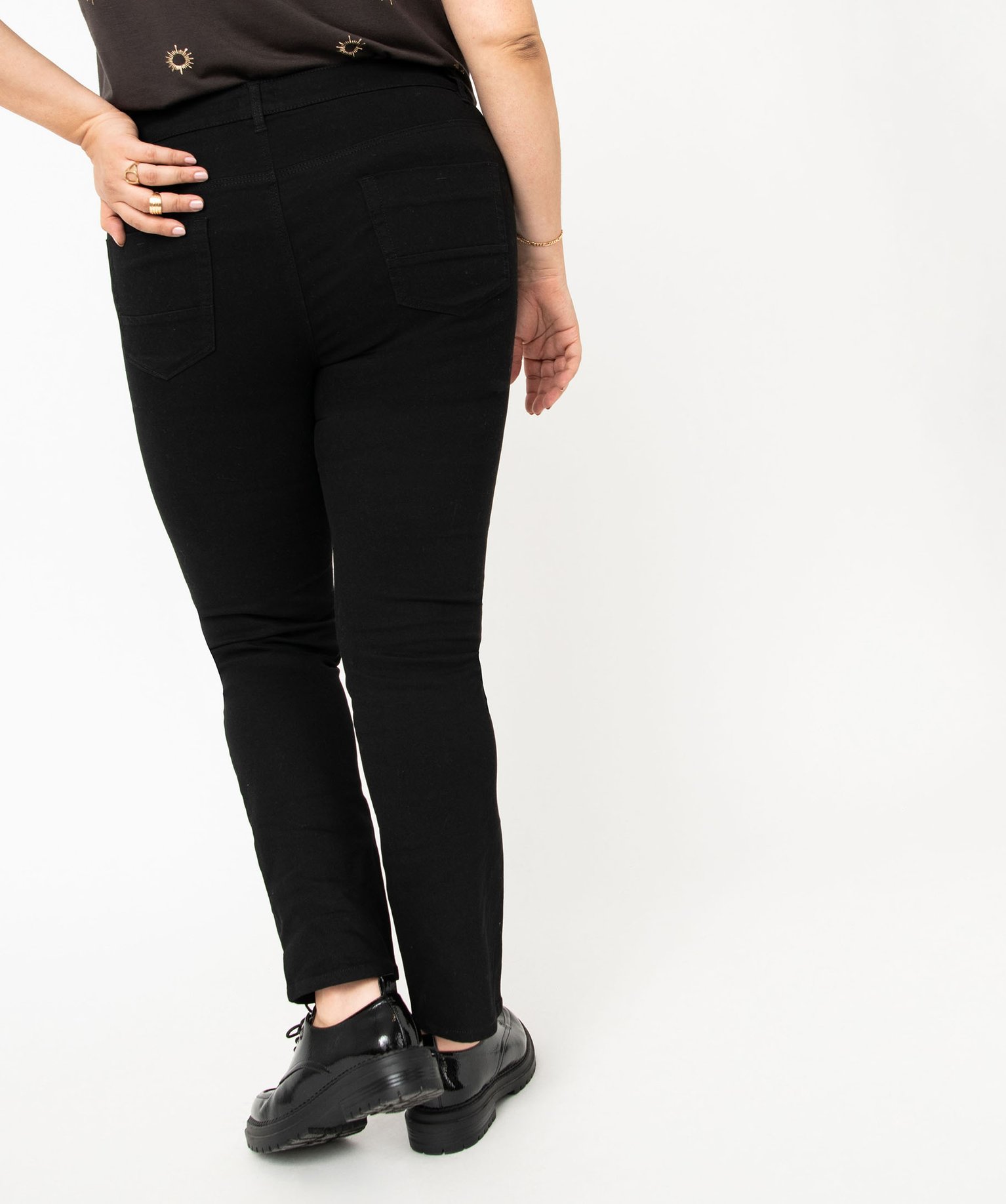 Pantalon femme grande taille coupe Regular noir | GEMO