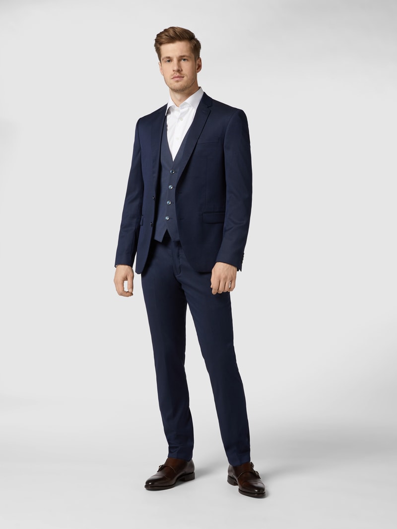 Slim Fit Weste mit Webmuster in marineblau