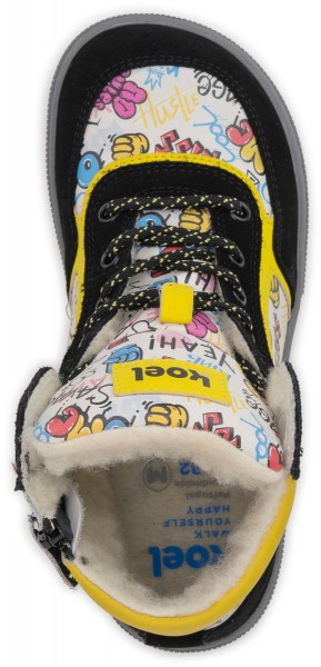 Koel bare ~ Danish MidCut Sneaker Winter ~ Yellow Graffiti