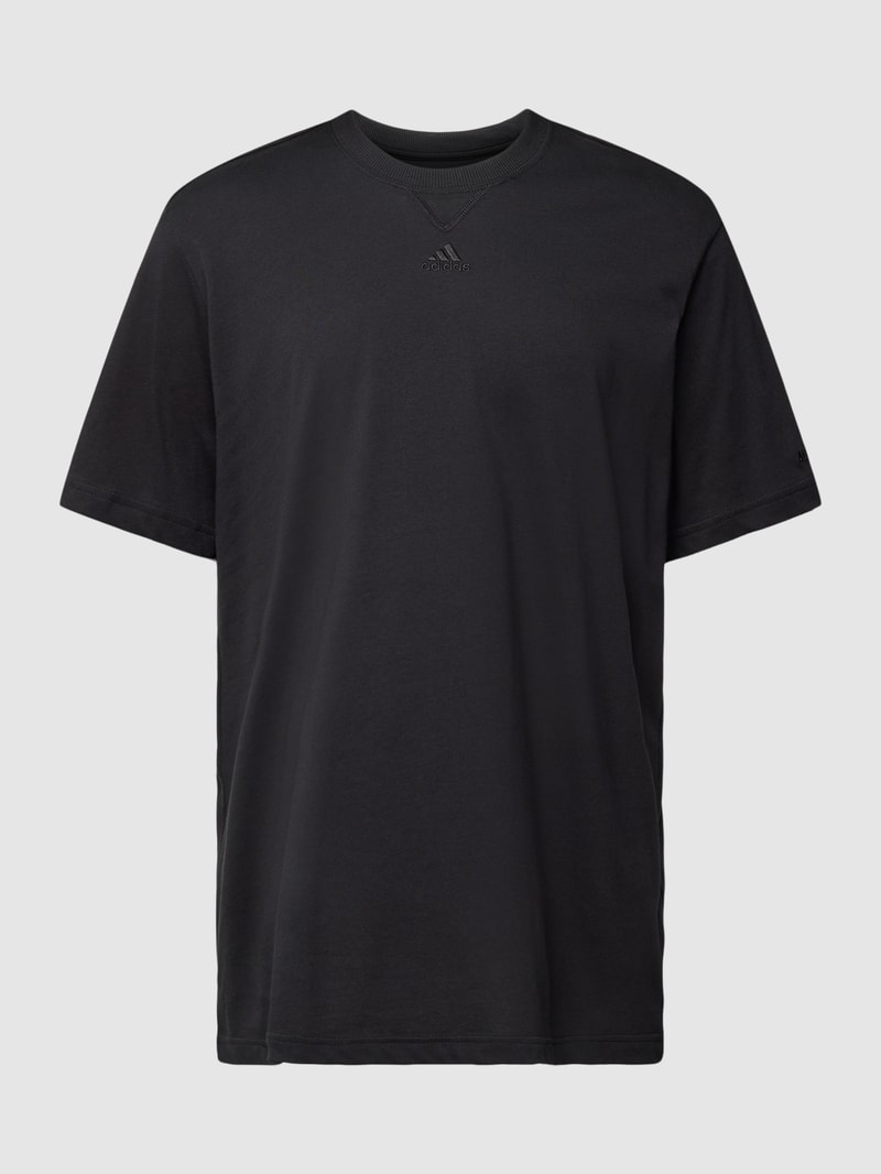 T-Shirt mit Label-Stitching in schwarz