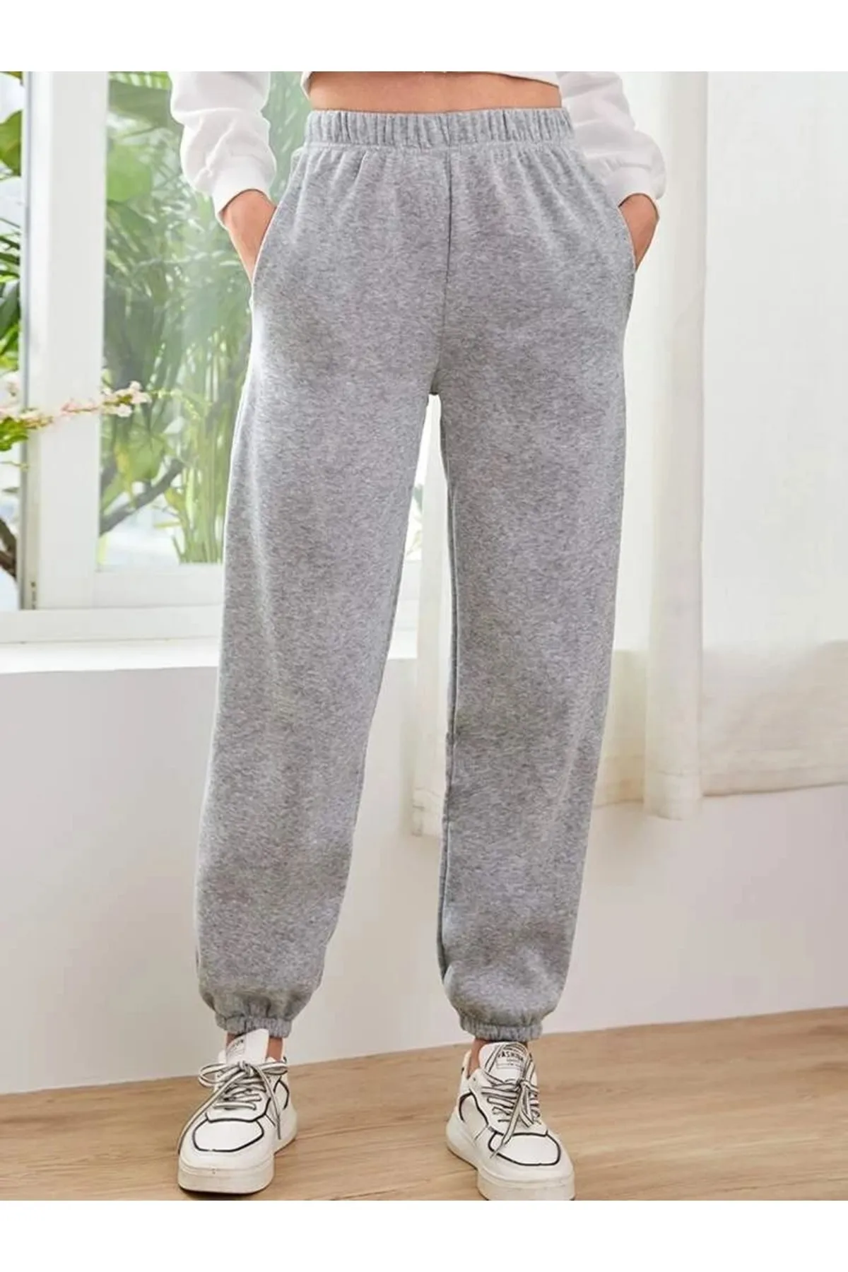 My Blog  Graue Jogger-Jogginghose mit elastischem Bund und Beintaschen