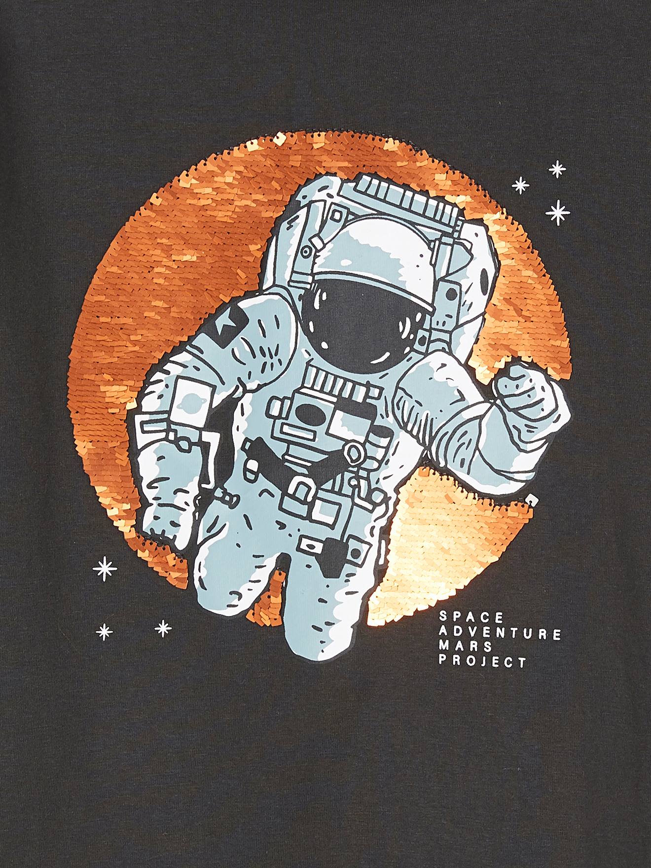 T-shirt à sequins réversibles garçon gris anthracite