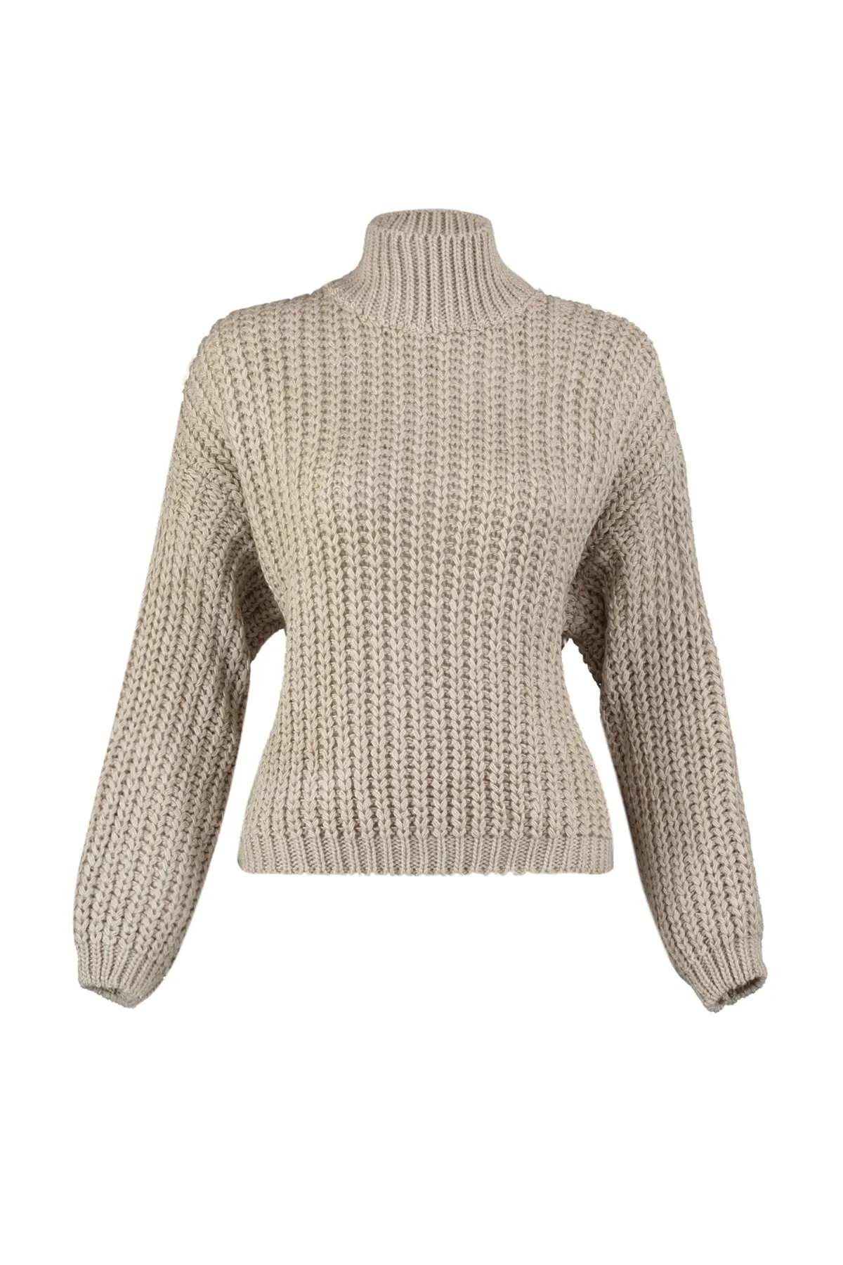 Trendyol Collection  Stone Wide Fit Weicher, strukturierter Basic-Strickpullover TWOAW23KZ01810