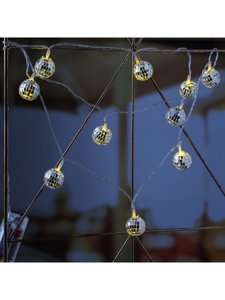 SATISFIRE LED Lichterkette Diskokugel 10 kleine Spiegelkugeln L: 1,35m in silber günstig kaufen onesize