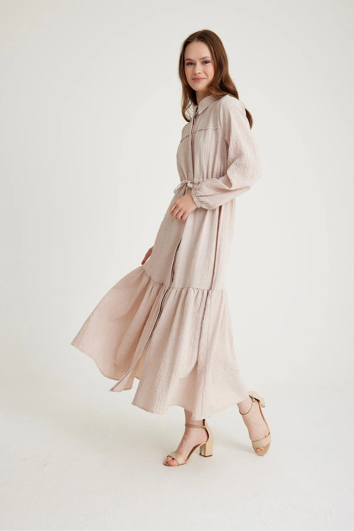 Olcay  Kleid - Beige - A-Linie
