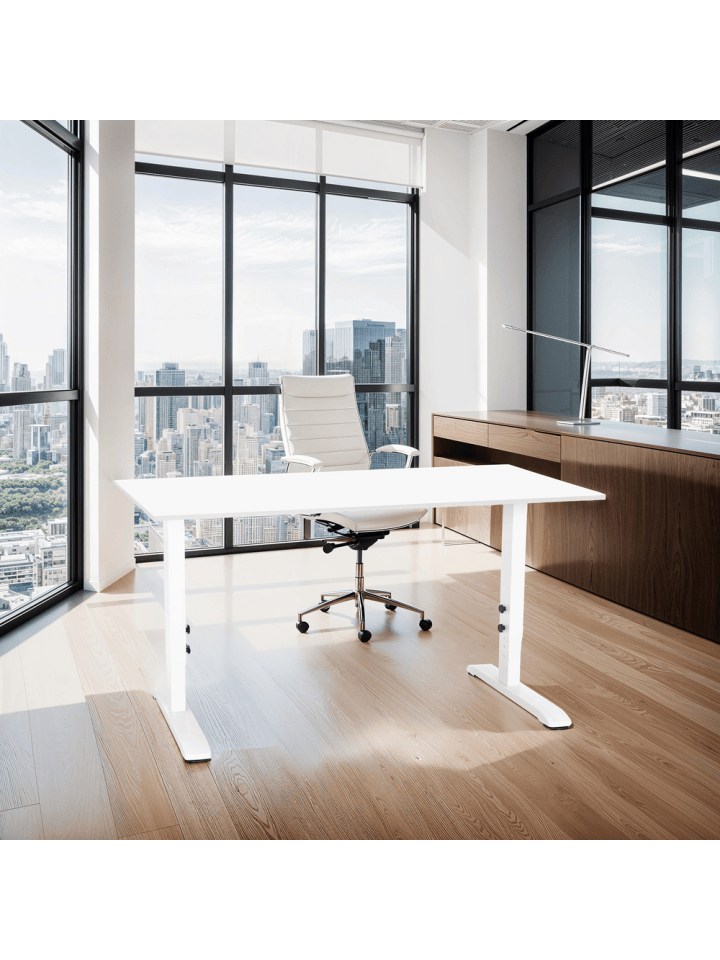 KADIMA DESIGN Schreibtisch höhenverstellbar 160x80 cm, minimalistisch Bürotisch in Weiß günstig kaufen