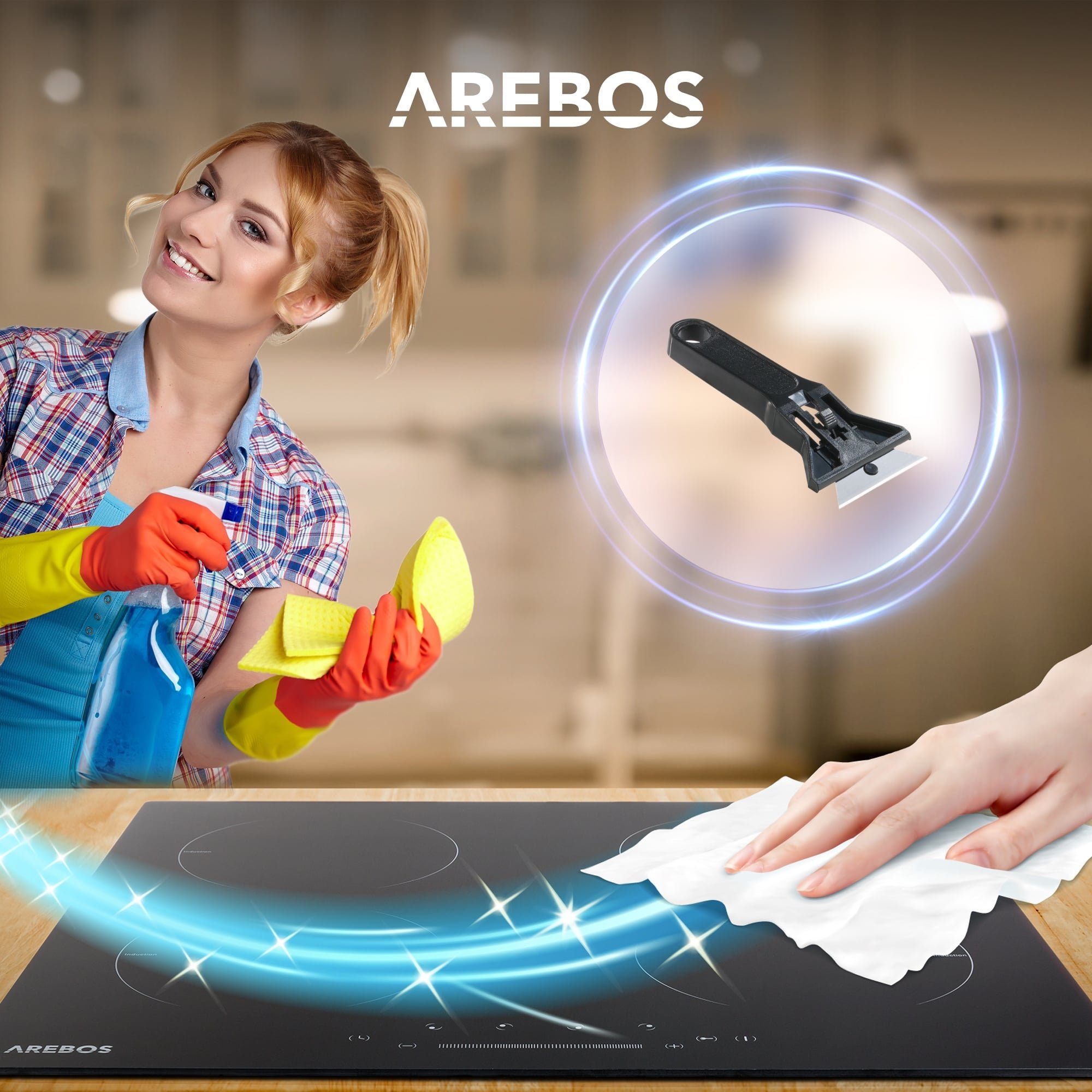 Arebos Induktions-Kochfeld 2 Kochfelder Induktionskochfeld