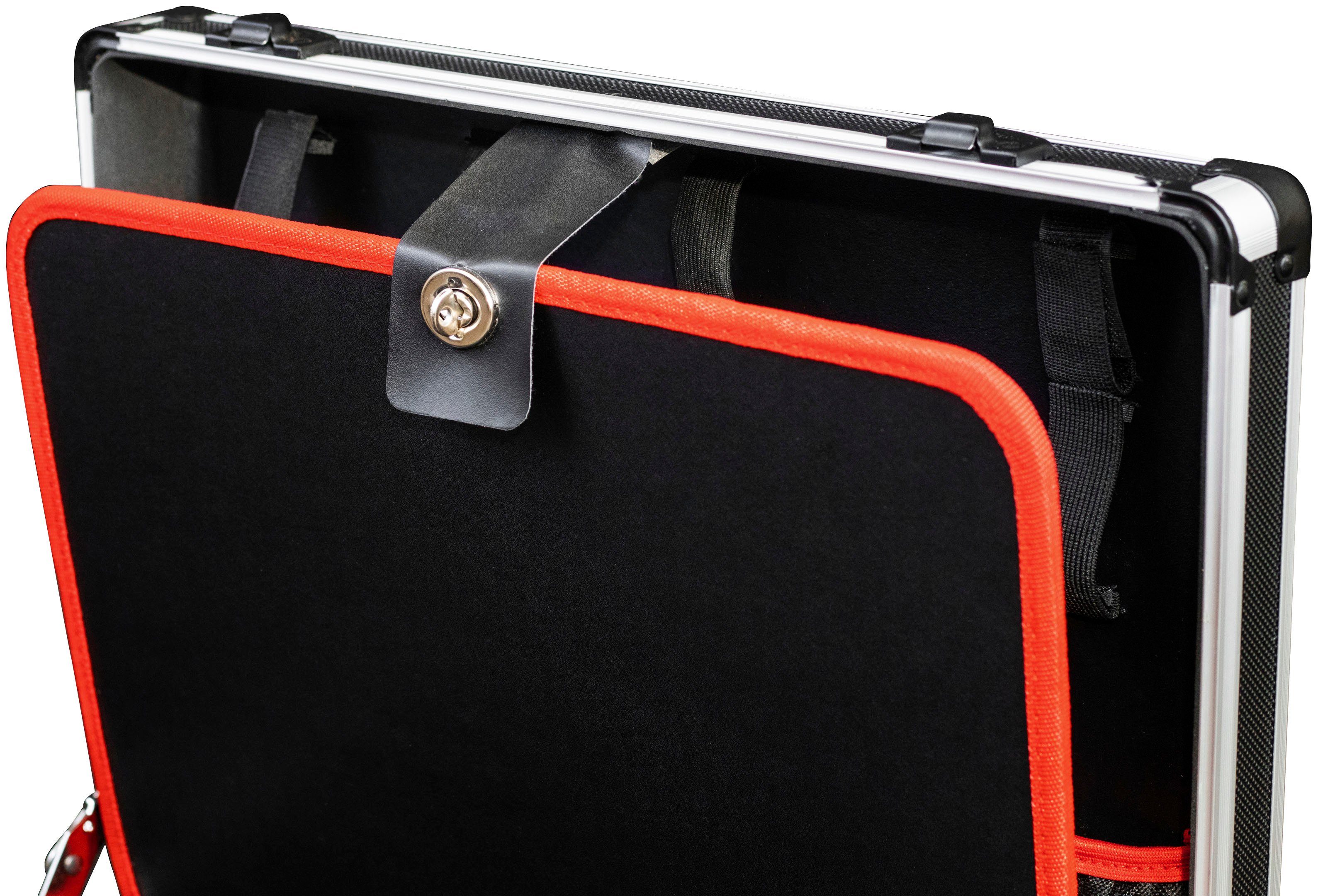 meister Werkzeugtasche Werkzeugkiste leer/ 9095080, 46x35x19 cm, mit Rollen, 15 Werkzeugtaschen, Alu