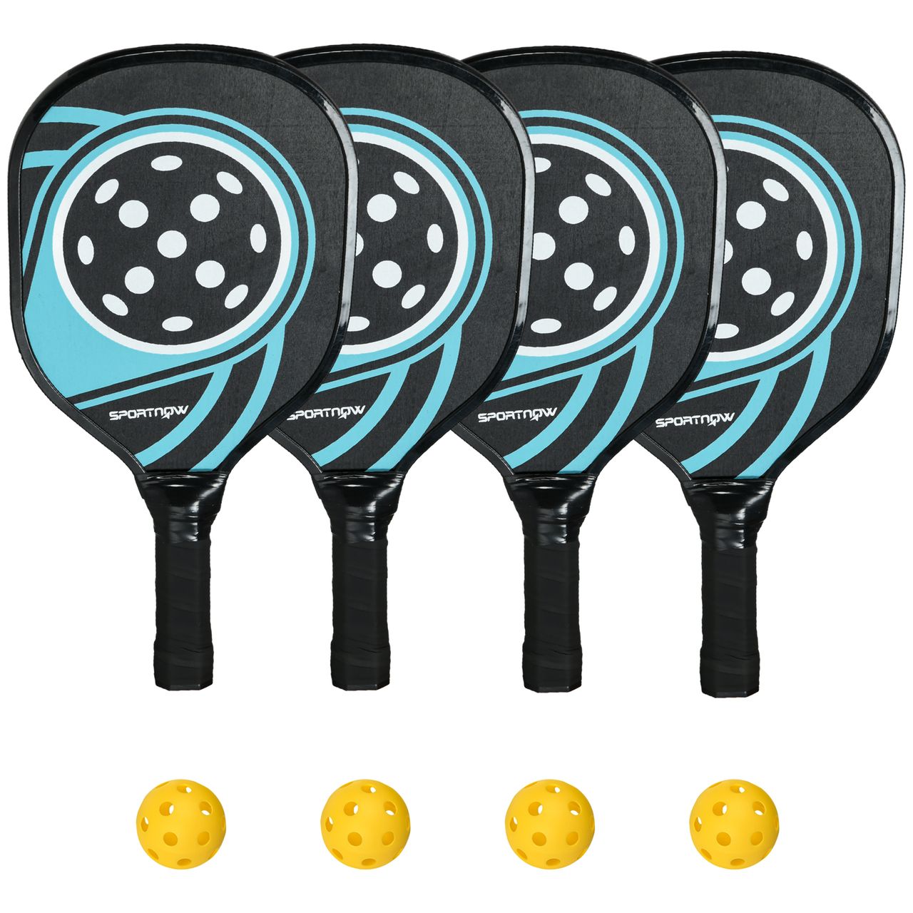 SPORTNOW SPORTNOW Pickleball Paddles Schläger Set Pickleball-Set mit 4 Schlägern 4 Bällen