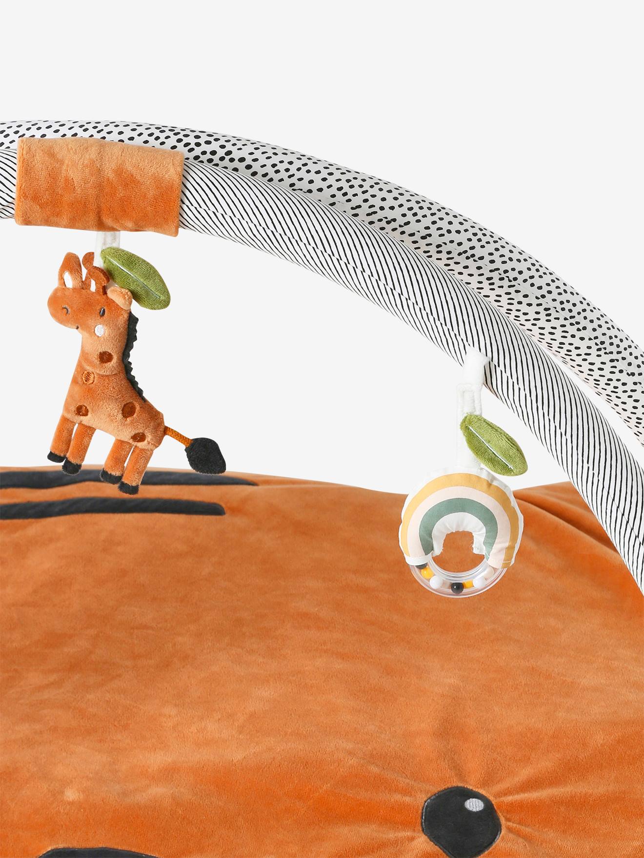 Vertbaudet Baby Activity-Decke mit Spielbogen, Tiergesicht - orange tiger/pandafreunde