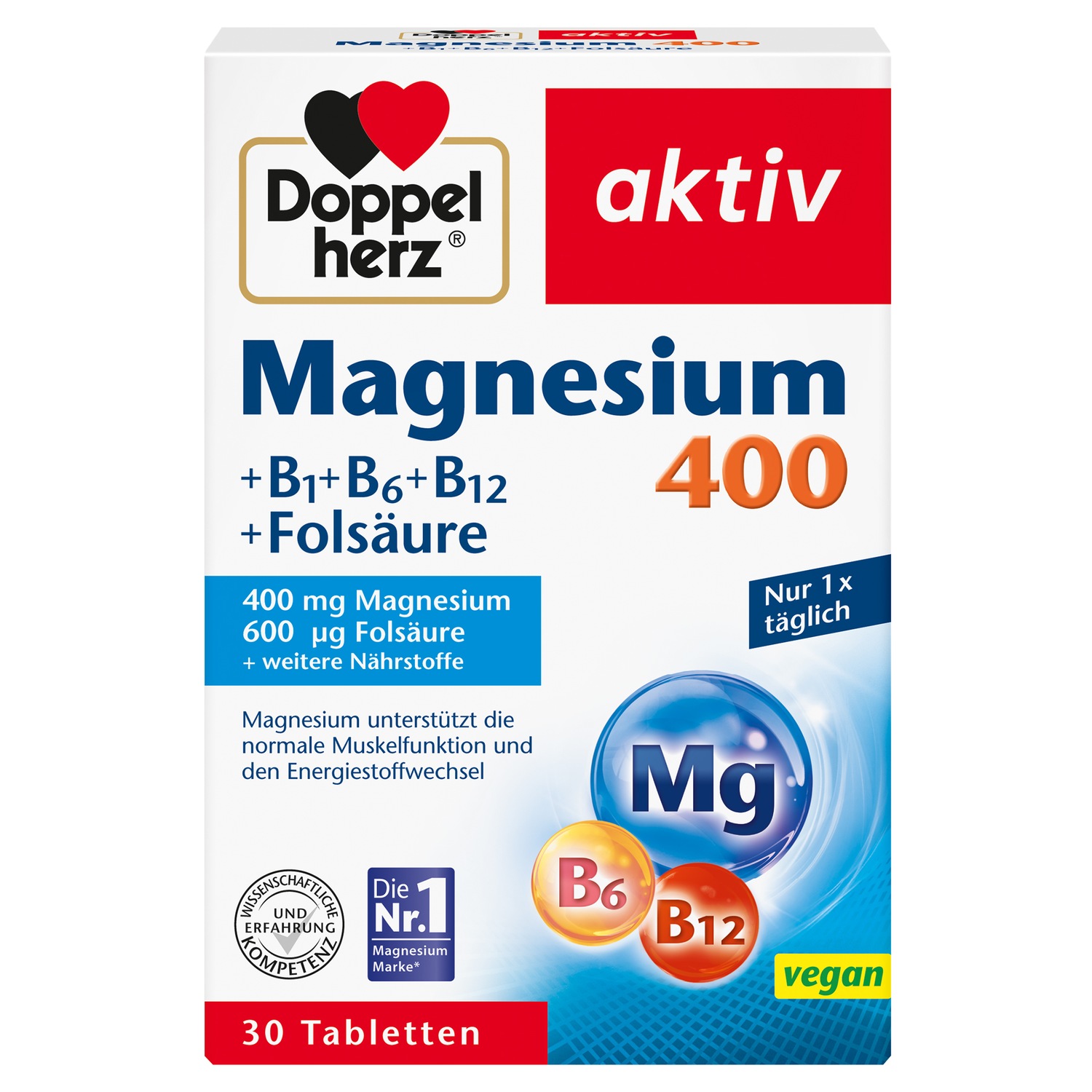 Magnesium 400+B1+B6+B12+Folsäure Tabl.