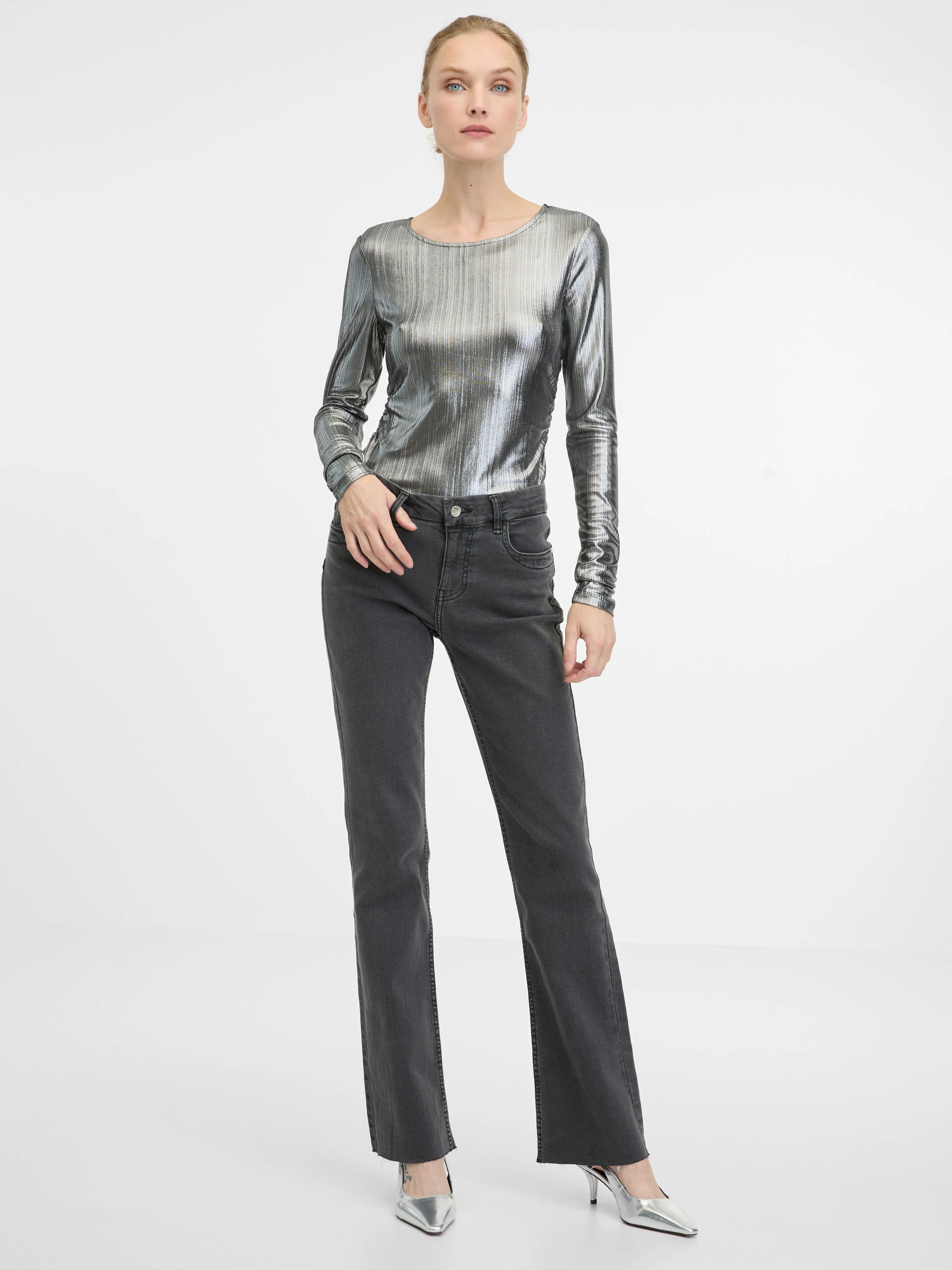 Silbernes Damen-Langarm-T-Shirt ORSAY