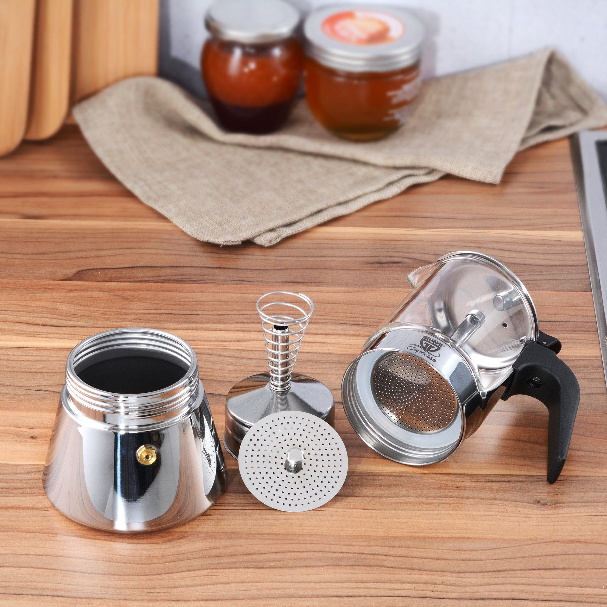 GRÄWE Espressokocher GRÄWE Espressokocher mit Glaskanne, 0,16l Kaffeekanne
