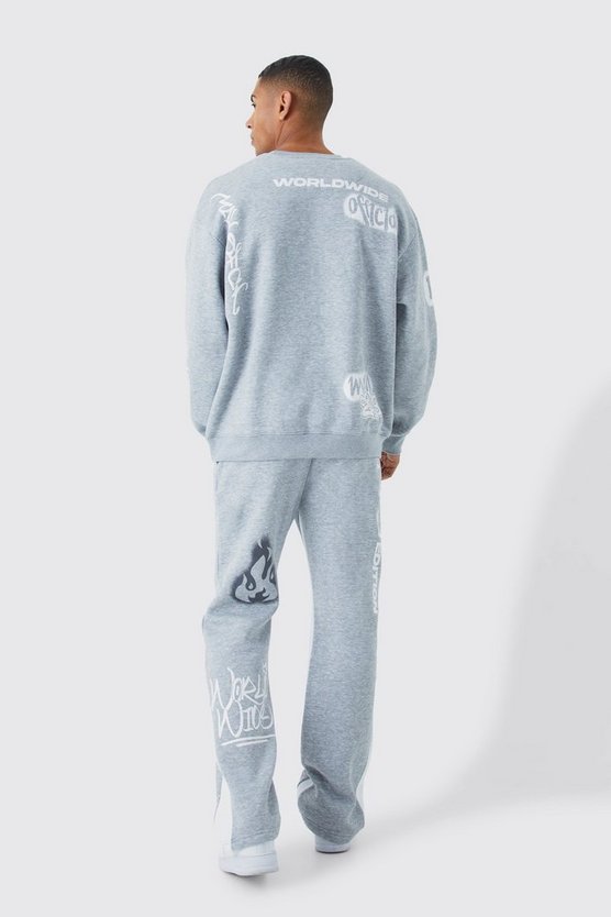 Oversize Trainingsanzug mit Graffiti-Print