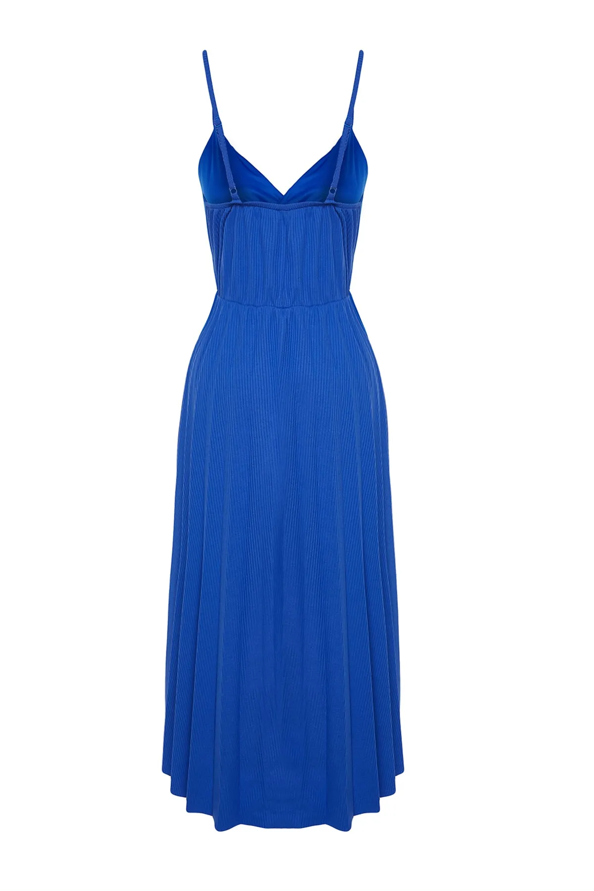 Trendyol Curve  Saks Zweireihiges Strickkleid mit Kragen und Riemen TBBSS22EL1565
