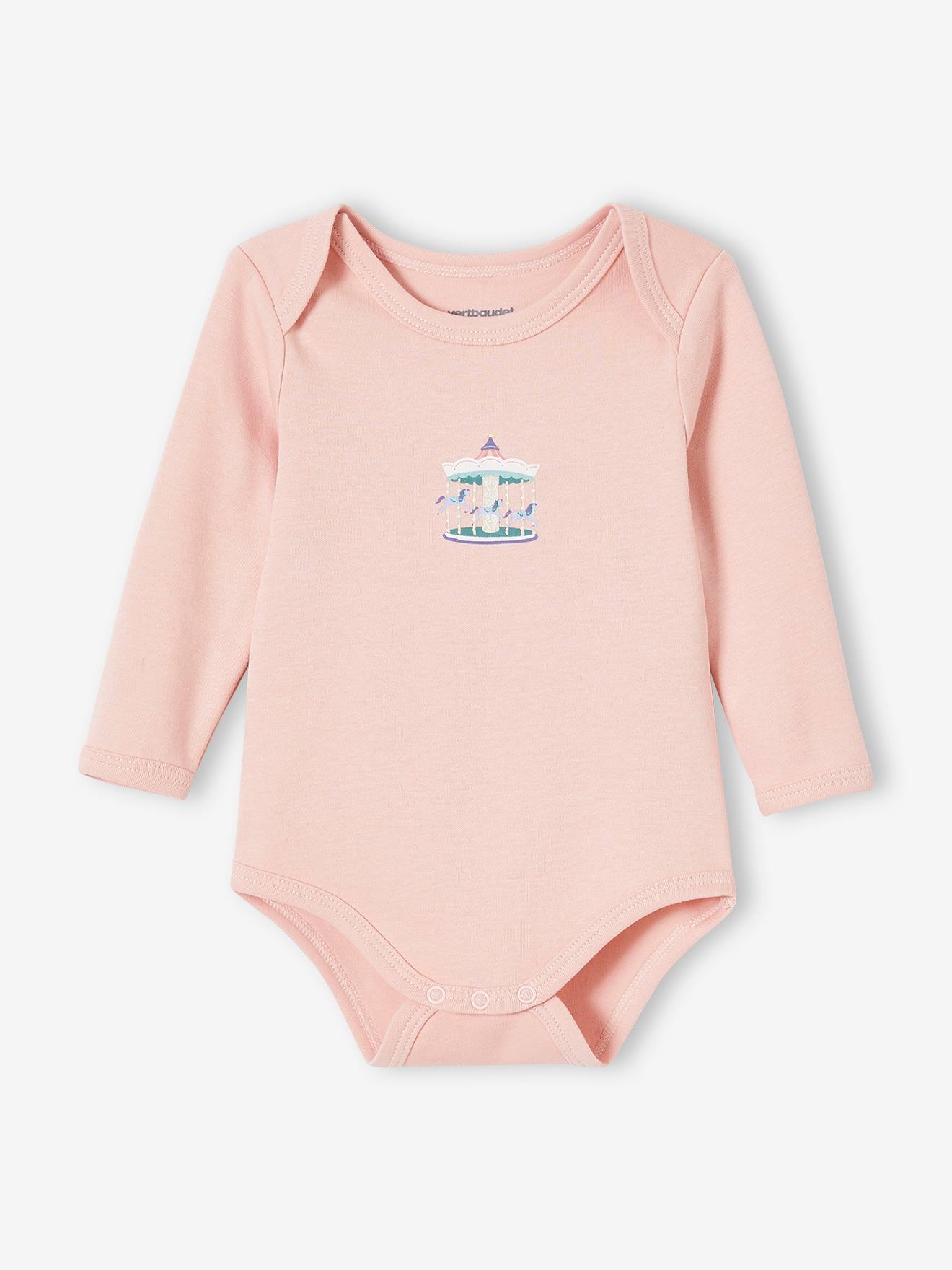 Lot de 5 bodies manches longues bébé emmanchure US lot rose grisé