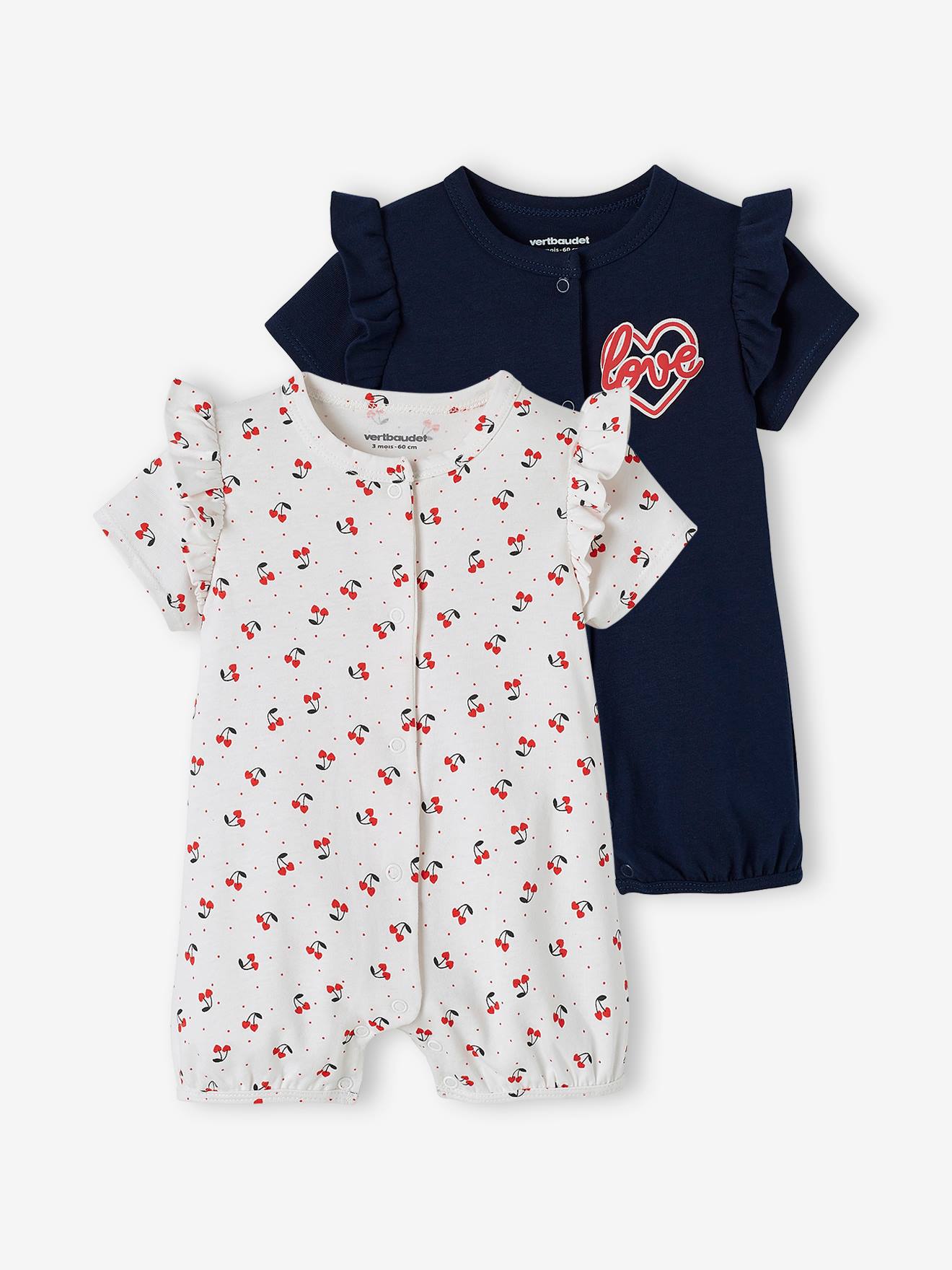 Lot de 2 pyjamas combishort bébé fille lot encre