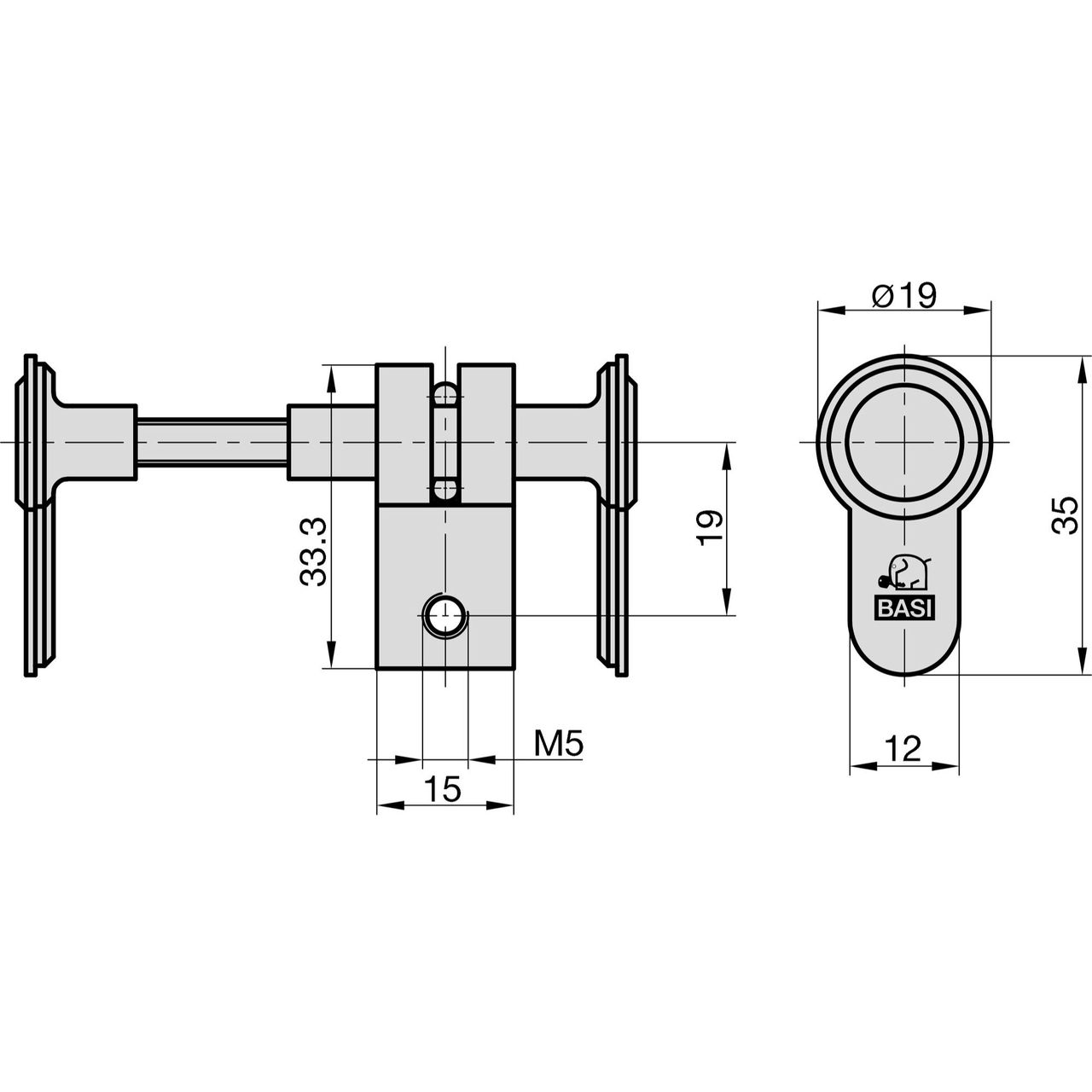 Basi Blindzylinder Variabel - BZV 100 FS - 45-95 mm - für FH-Türen bis T90 geeignet