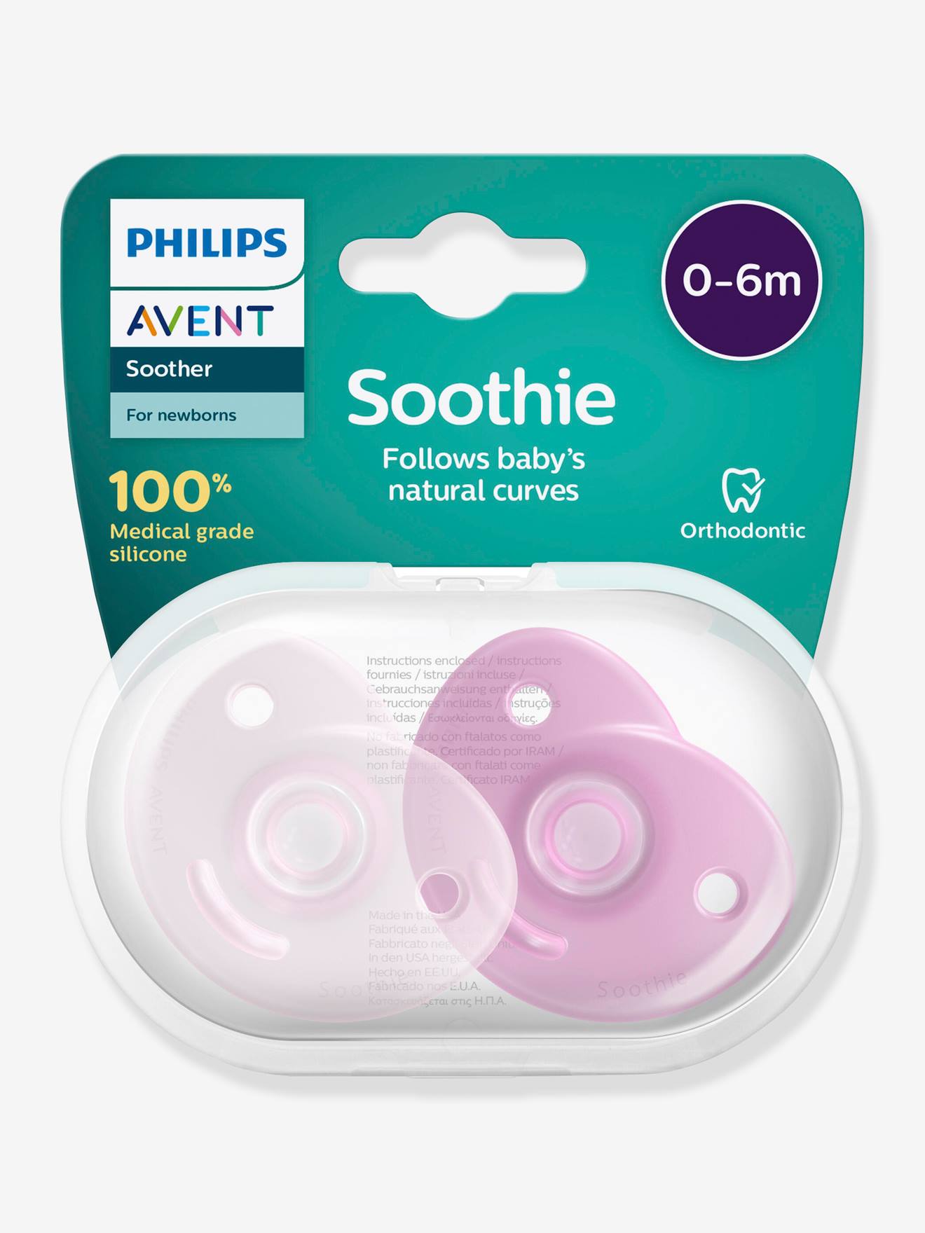 Lot de 2 sucettes nouveau-né Philips AVENT Soothie Cœur bleu clair + bleu