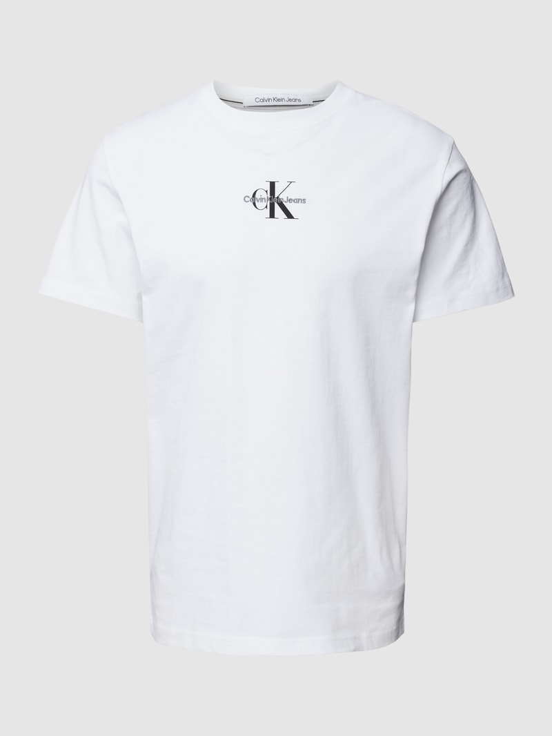Regular Fit T-Shirt mit Label-Detail in weiss