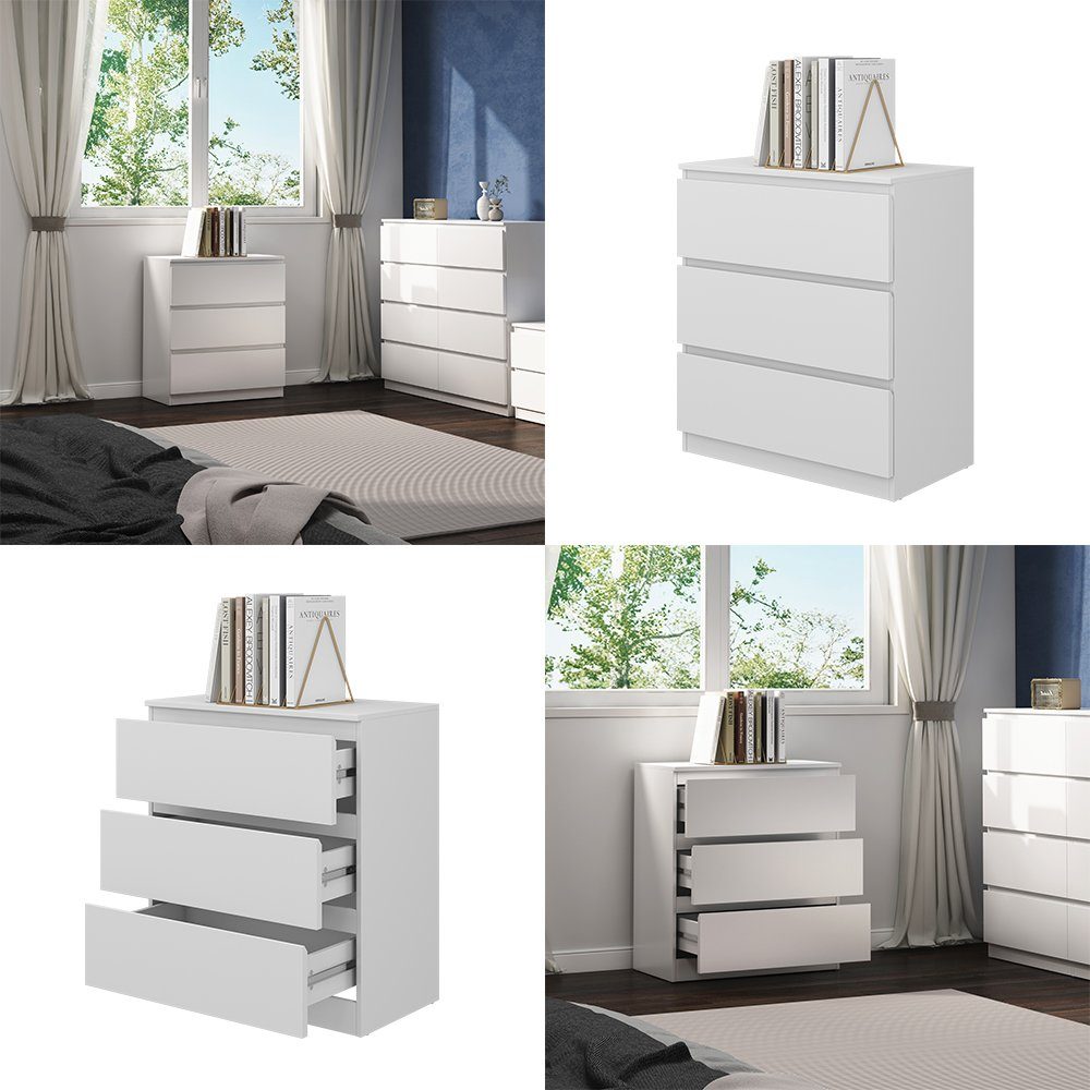 Vicco Kommode Sideboard 3 Schubfächer CALISTO Weiß 70 cm