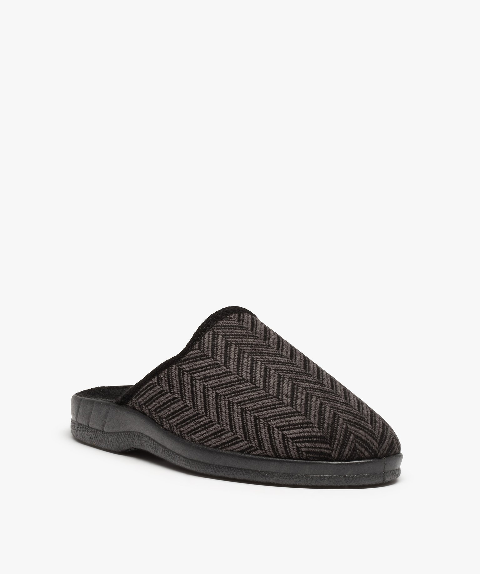 Chaussons mules confort à chevrons homme gris | GEMO