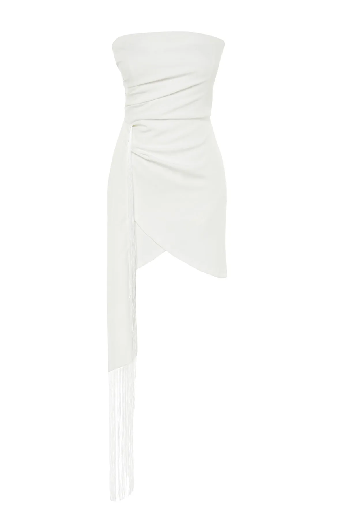 Trendyol Collection  Ecru Tailliertes, gefüttertes, gewebtes Quasten-Hochzeits-/Hochzeits-Elegantes Abendkleid TPRSS23EL00182