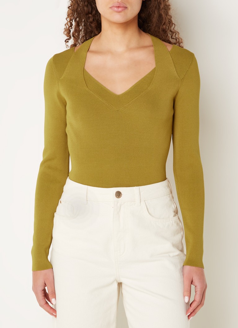 Phase Eight Emily rib knitted top with cut-out detail
