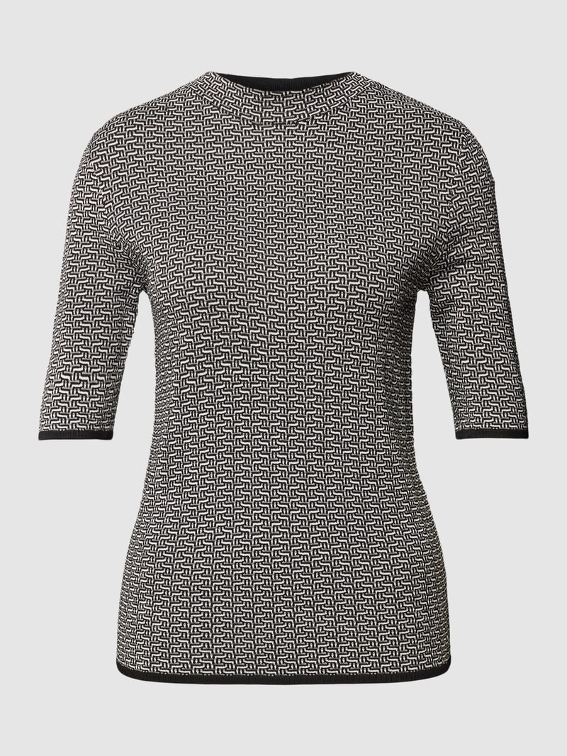 Strickpullover mit 1/2-Arm in schwarz