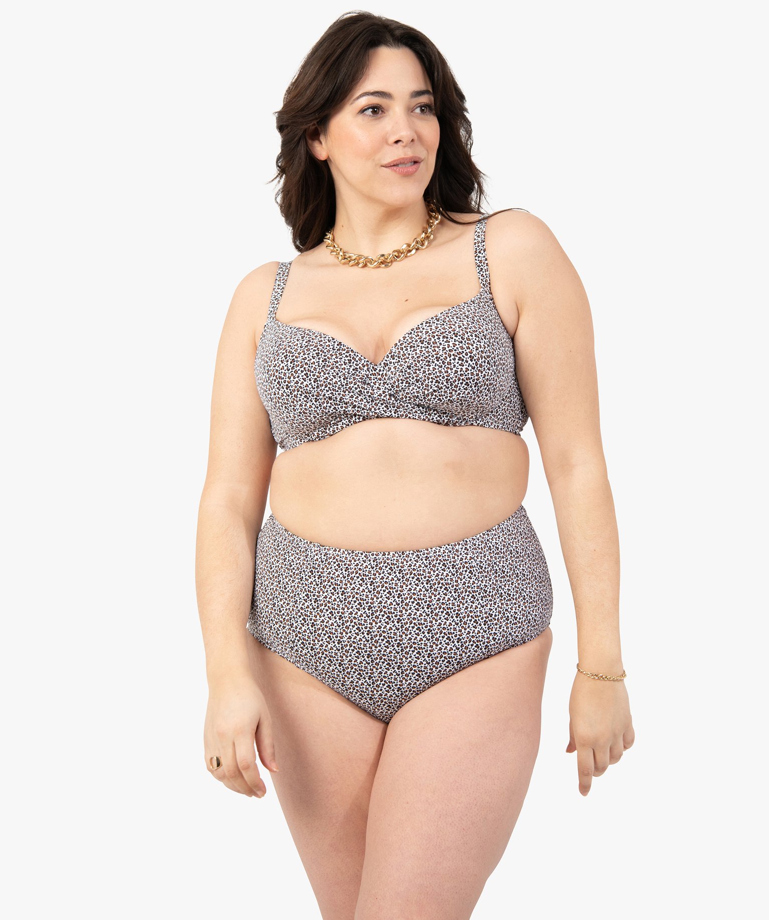 Bas de maillot de bain femme grande taille avec taille haute imprime | GEMO