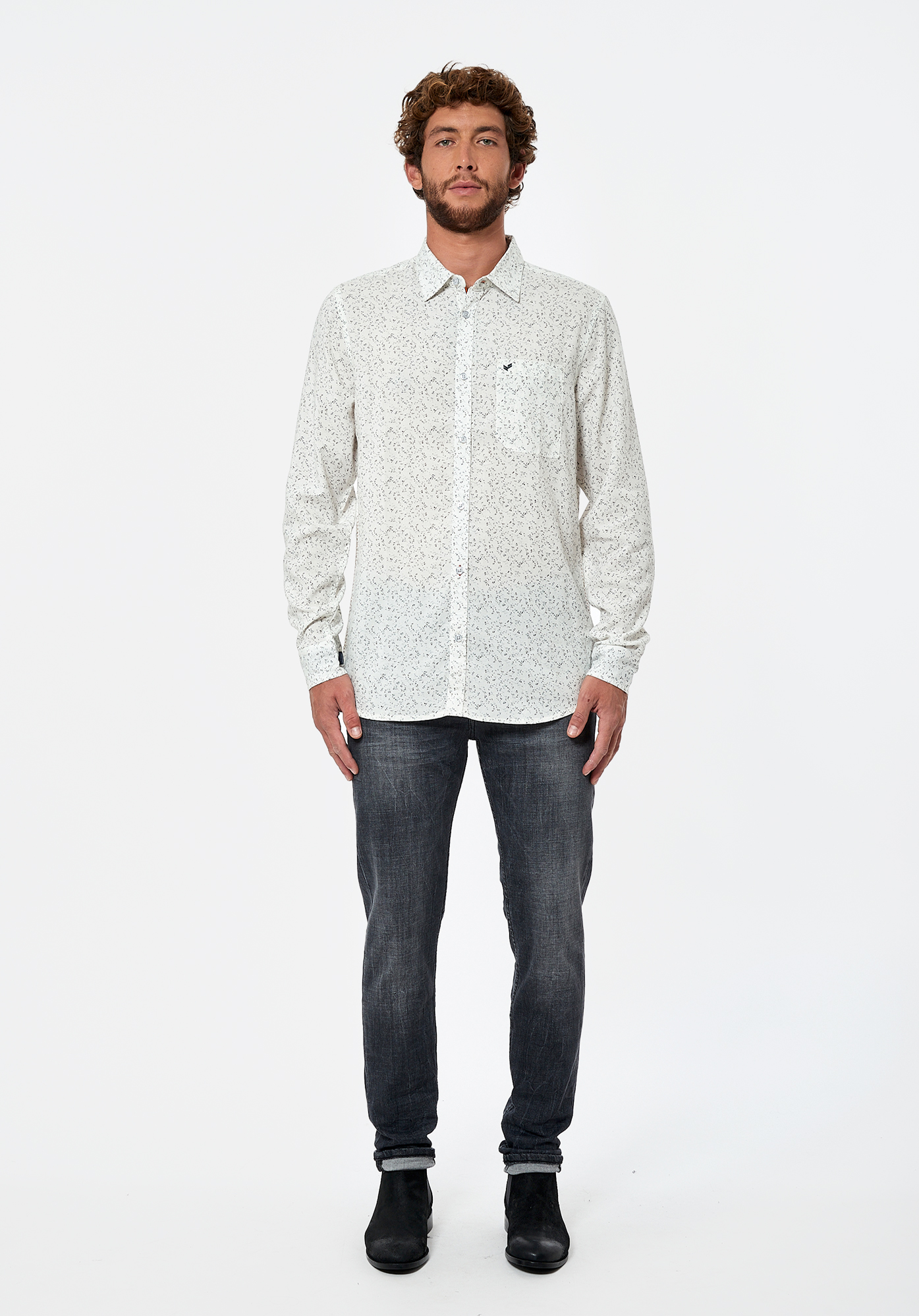 MONTY  Chemise fleurie blanche Homme