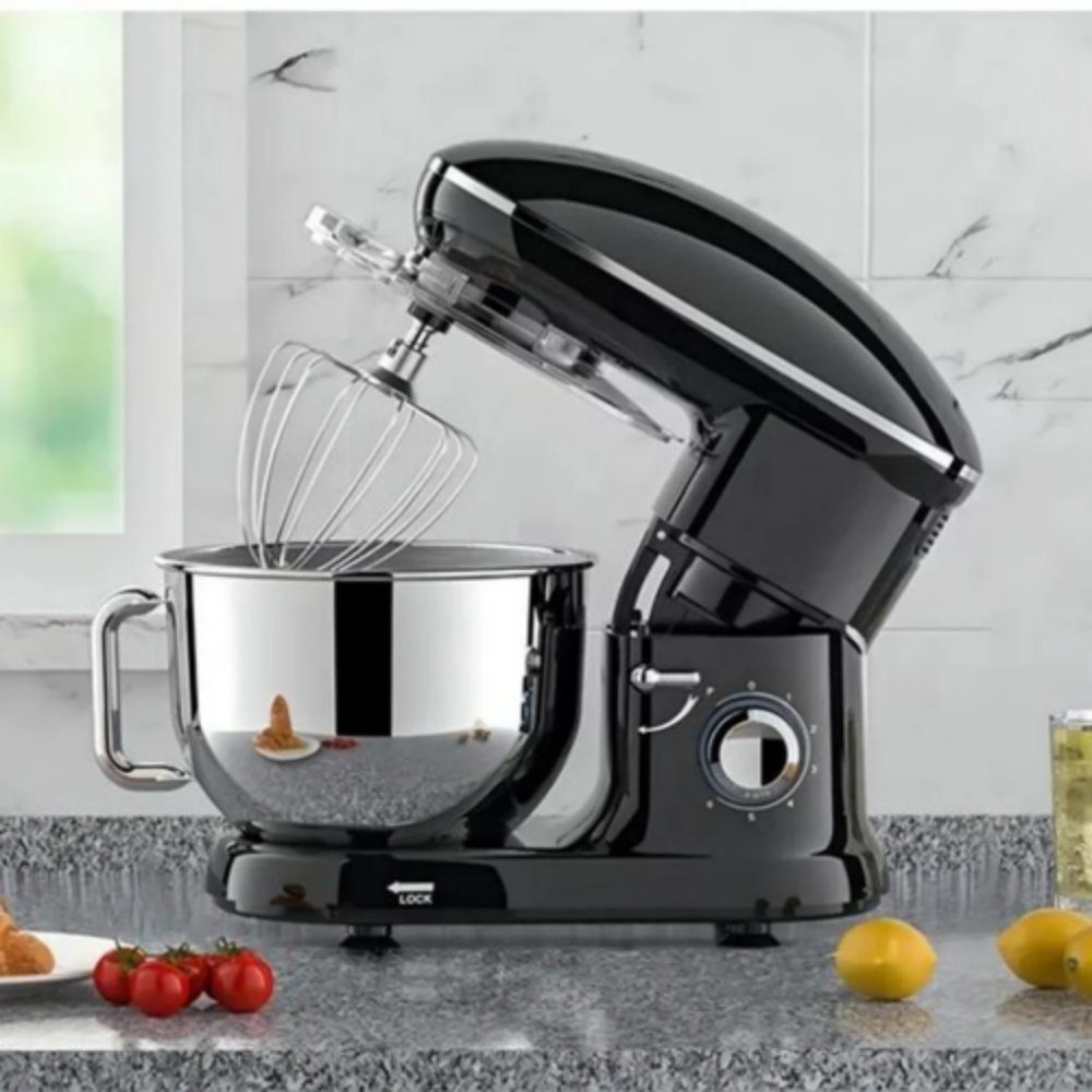 OKA Küchenmaschine 1500W Knetmaschine mit Multifunktionale, 5 l Edelstahlschüssel Küchengerät Rührbesen 10 einstellbare