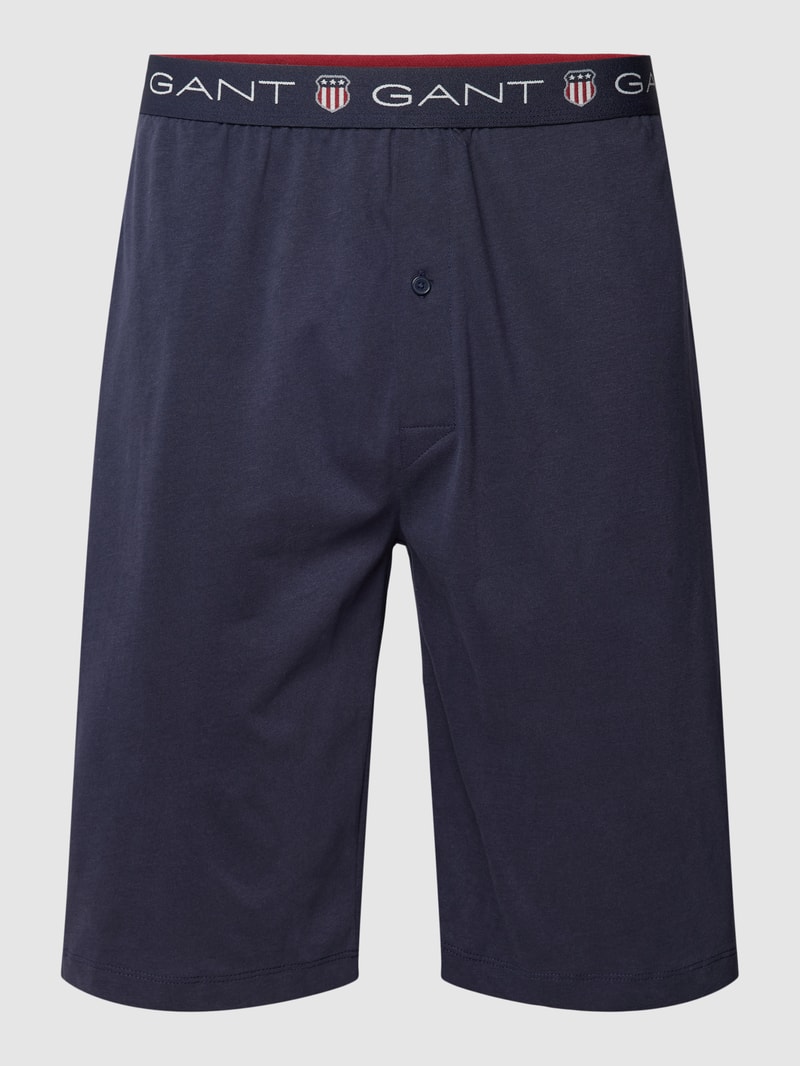 Pyjama-Hose mit elastischem Label-Bund Modell 'SHIELD' in marineblau