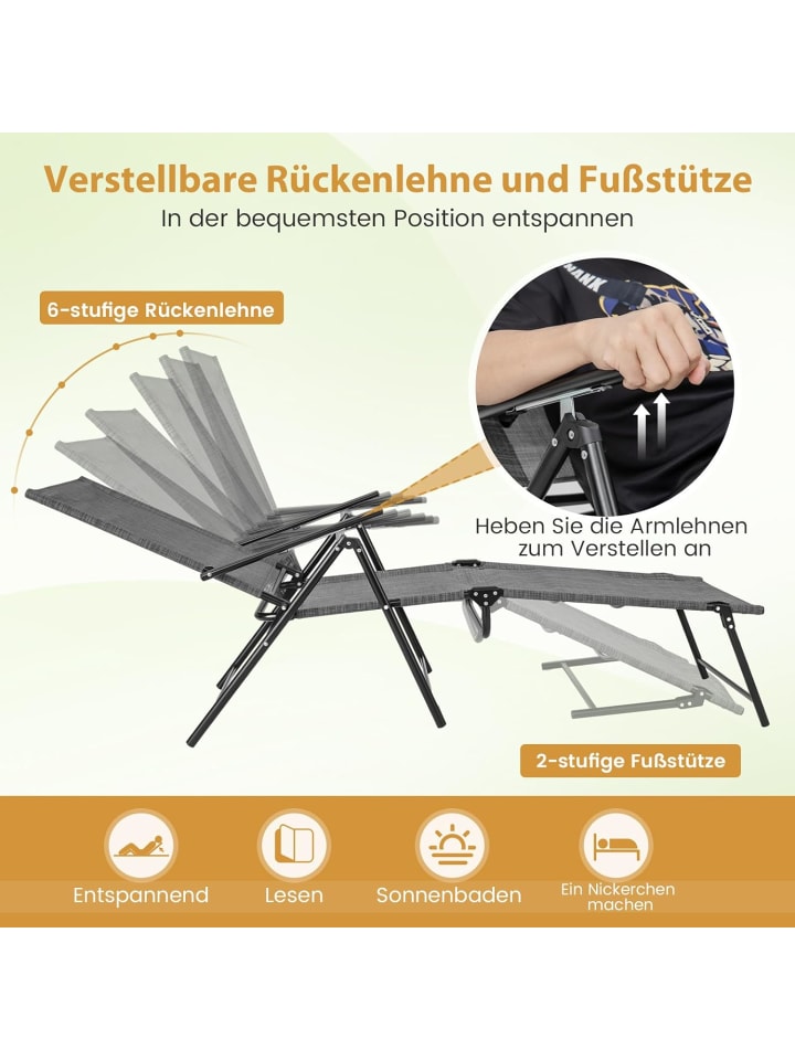COSTWAY 2er Set Sonnenliege klappbar in Grau günstig kaufen onesize