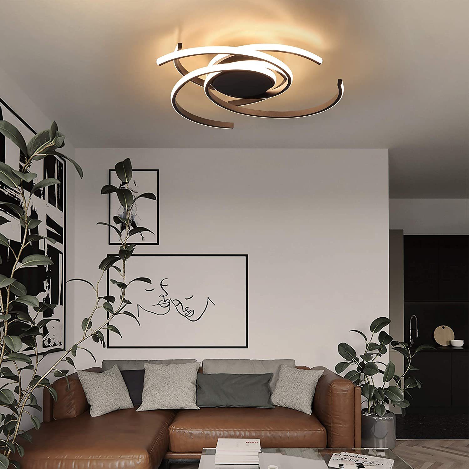 ZMH LED Deckenleuchte 77W dimmbar Fernbedienung Eisen Aluminium, LED fest integriert, warmweiß-kaltweiß