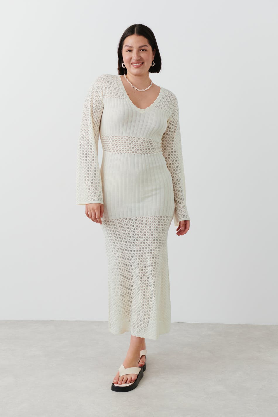 Pointelle knit dress