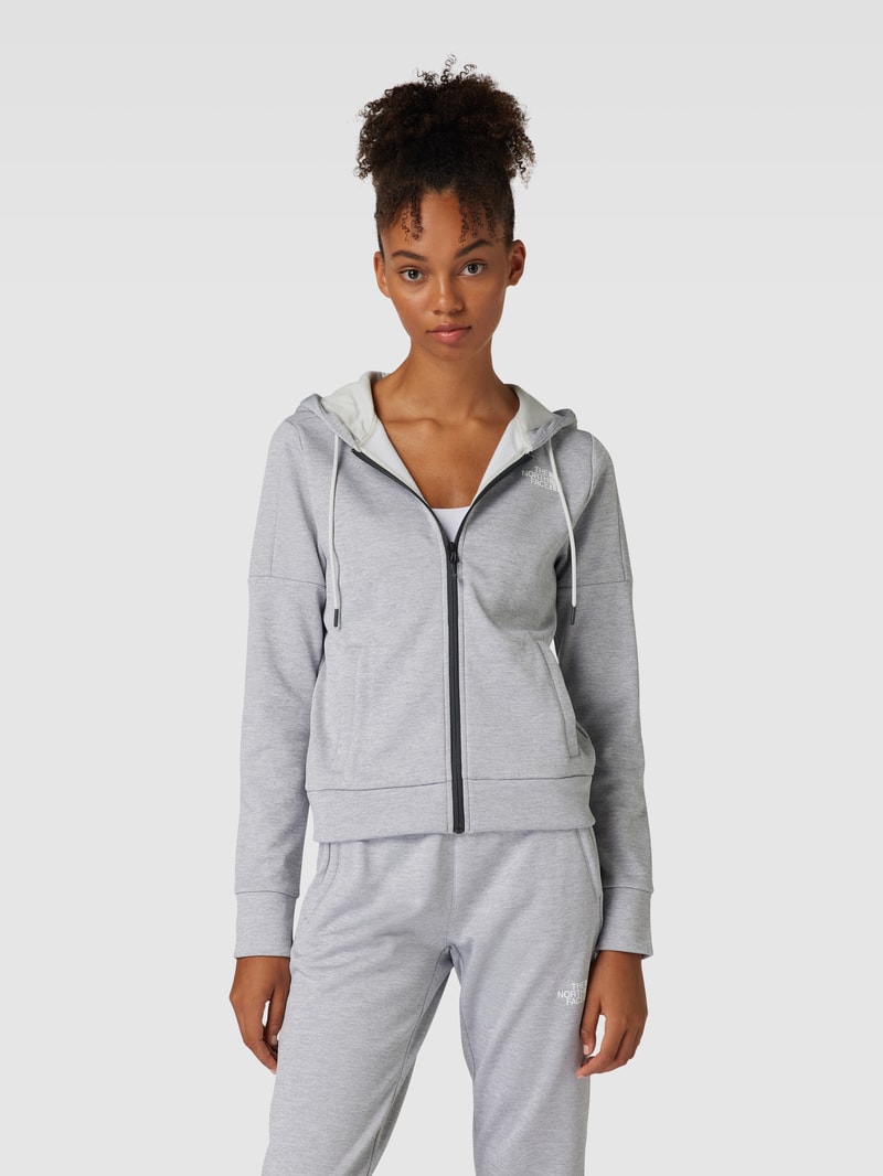 Sweatjacke mit Label-Print Modell 'REAXION' in hellgrau meliert
