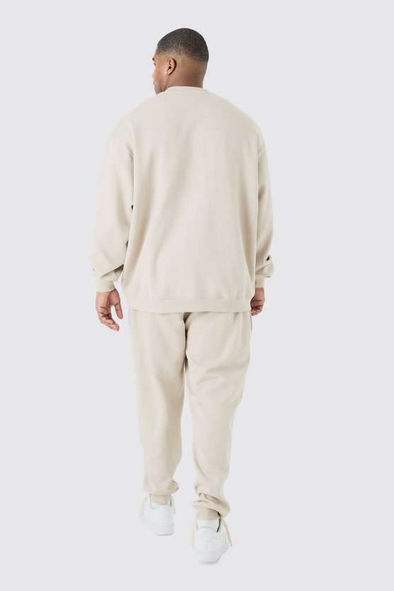 Plus kastiger Oversize Trainingsanzug mit B 1/4 Reißverschluss