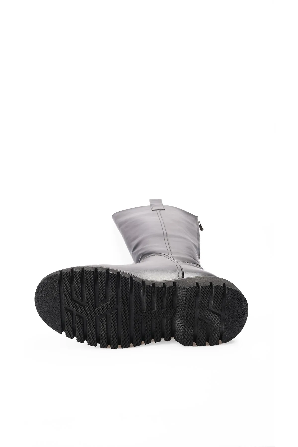 Mio Gusto  Schwarze, pelzgefütterte Damenstiefel aus Leder mit Reißverschluss hinten