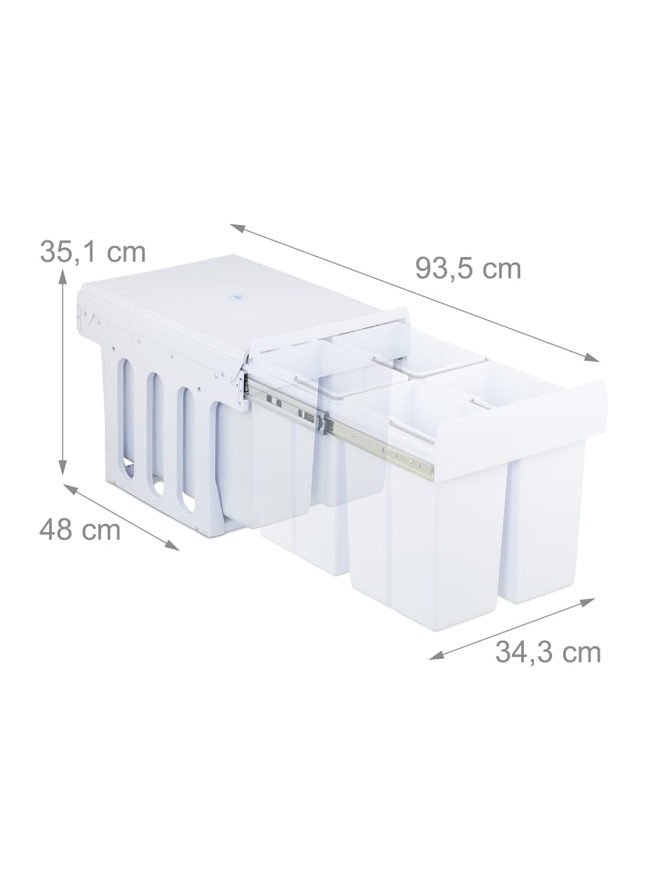 relaxdays Einbaumülleimer in Weiß -  4 x 8 L günstig kaufen onesize