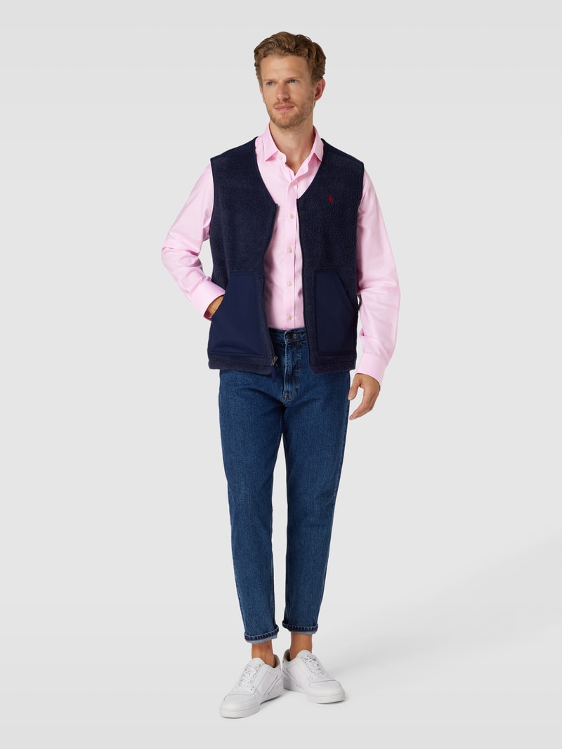 Slim Fit Business-Hemd mit Kentkragen und Label-Stitching in rosé