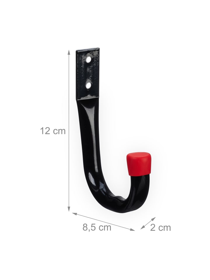 relaxdays 6 x Wandhaken in Schwarz/ Rot günstig kaufen onesize